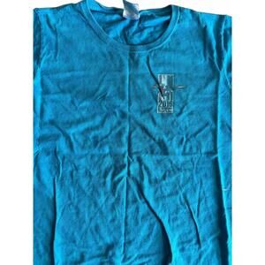 random blue graphic tee - size large